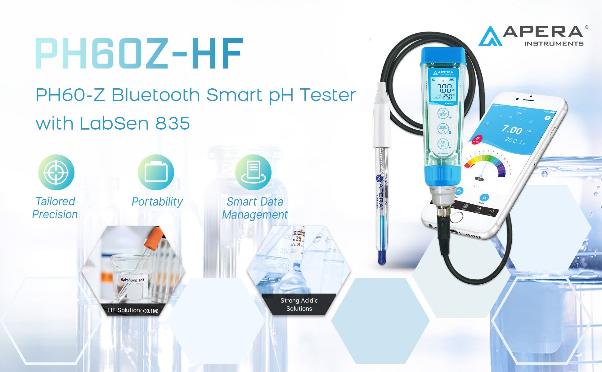 PH60Z-HF Smart pH Tester for Liquids Containing Strong Acid