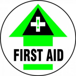 Slip-Gard 17" Adhesive Vinyl Floor Sign: "First Aid"_noscript