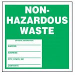 "Non-Hazardous Waste" Safety Label, Coated Paper_noscript