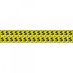 1" Letter Sign "S" Black on Yellow_noscript