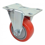 Fixed Rigid Plate Wheel Casters with Red Polyurethane_noscript