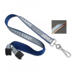 "Safety First" Reflective Blue Lanyard