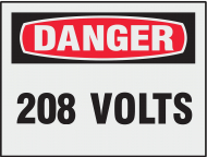 "208 Volts" Danger Label with Sheeting_noscript