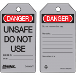 "Danger Unsafe Do Not Use" Safety Tag