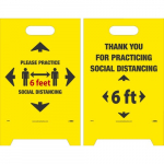 "6ft Practice Social Distance", Double-sided Floor Sign_noscript