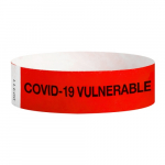 "Covid-19 Vulnerable" Wristbands, Tyvek, 0.75"x10"