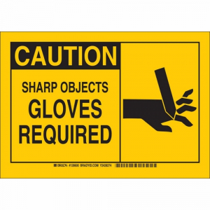 Order 128603 by Brady Caution Sharp Objects Gloves Required Sign - US ...