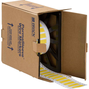 Brady Low Smoke Zero Halogen PermaSleeve Heat Shrink Tubing, 0.5" Dia x 2" W, Yellow, Roll of 500 Each