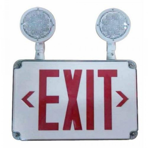 Morris 73456 LED Wet Location Combo Exit Sign and Emergency Light, Red Legend, White by Morris