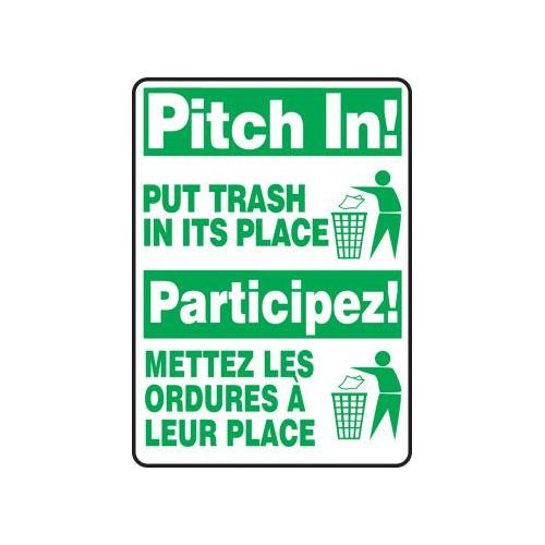 Order FBMHSK903XL10 by Accuform Bilingual French Sign "Put Trash in Its Place" US Mega Store