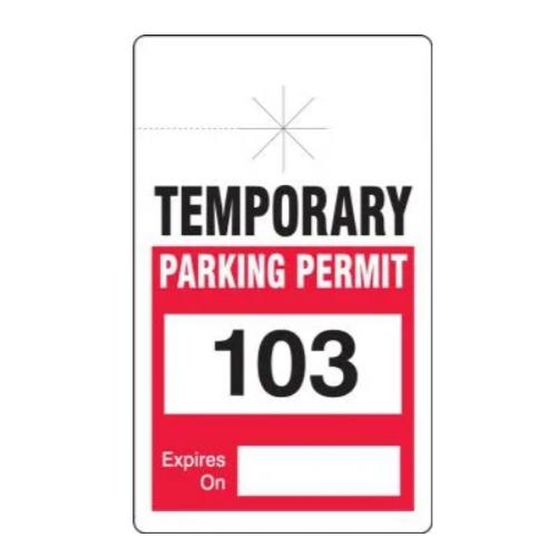 Order TNTR301RDC by Accuform Temporary Parking Permit, 200-299, Red