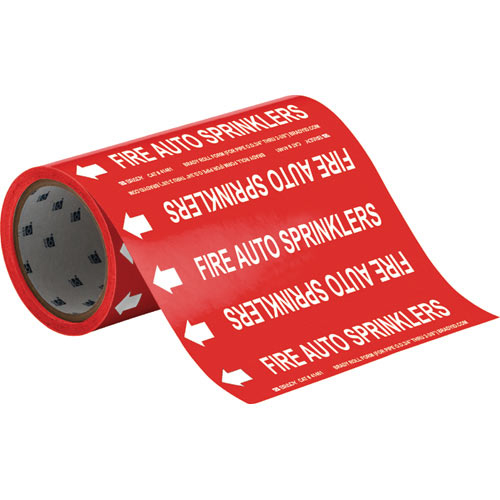Order 41461 by Brady Auto Sprinklers Pipe Marker, White on Red US