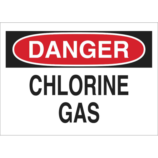 Order 84358 by Brady Danger Chlorine Gas Sign, Black/Red on White US