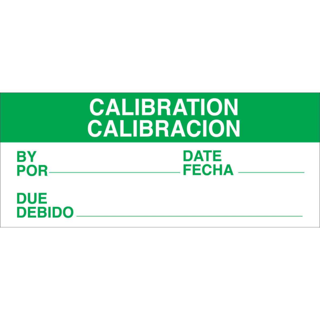 Order WOS10 by Brady Coated Fabric Bilingual Calibration Label US