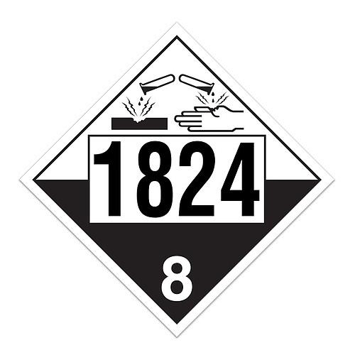 Order TT800SS1824 by GHS Safety Placard "Caustic Soda, Solution" US